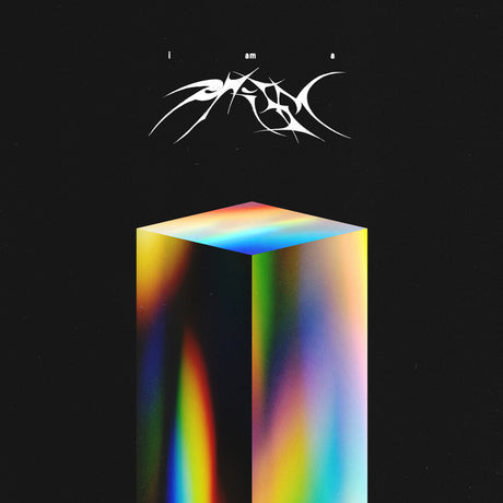 Album cover with a rainbow cube and text on a black background