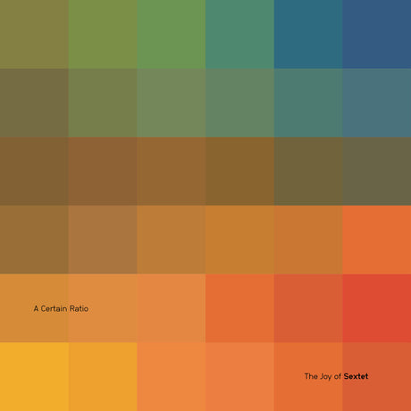Color swatch pattern with text 'A Certain Ratio' and 'The Joy of Sextet'