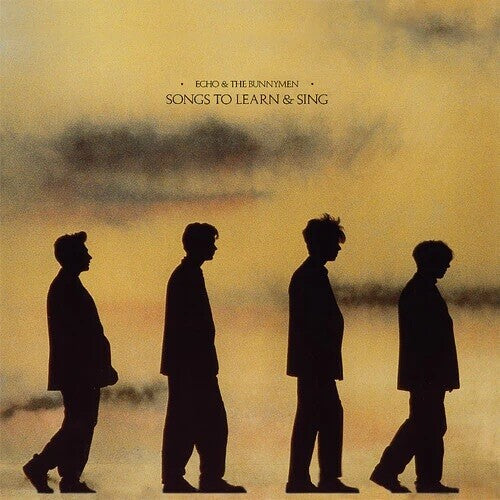 Album cover with silhouettes of four people against a sunset sky, featuring the band Echo & The Bunnymen.