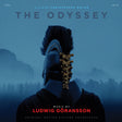 Album cover for 'The Odyssey' soundtrack with a helmeted figure and mountainous background.
