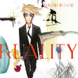 Album cover for 'Reality' by David Bowie with a stylized character and abstract elements.