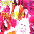 Album cover art for 'Pretty in Pink' by the band Noite, featuring stylized yellow text over a vibrant pink, high-contrast photograph of four band members.