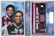 A 3D mockup of a custom cassette album cover and case set for Anderson Jare & Jordan, featuring a front cover with a portrait, a cassette tape with pink and purple details, and a blue inner sleeve.