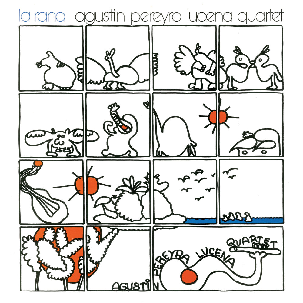 Album cover with cartoon-style illustrations of animals and nature, featuring the text 'la rana agustin pereyra lucena quartet'.