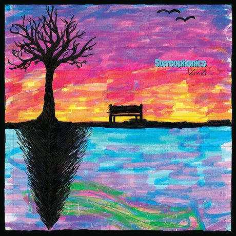 Album cover with a stylized tree, bench, and colorful sky, featuring the band 'Stereophonics'.