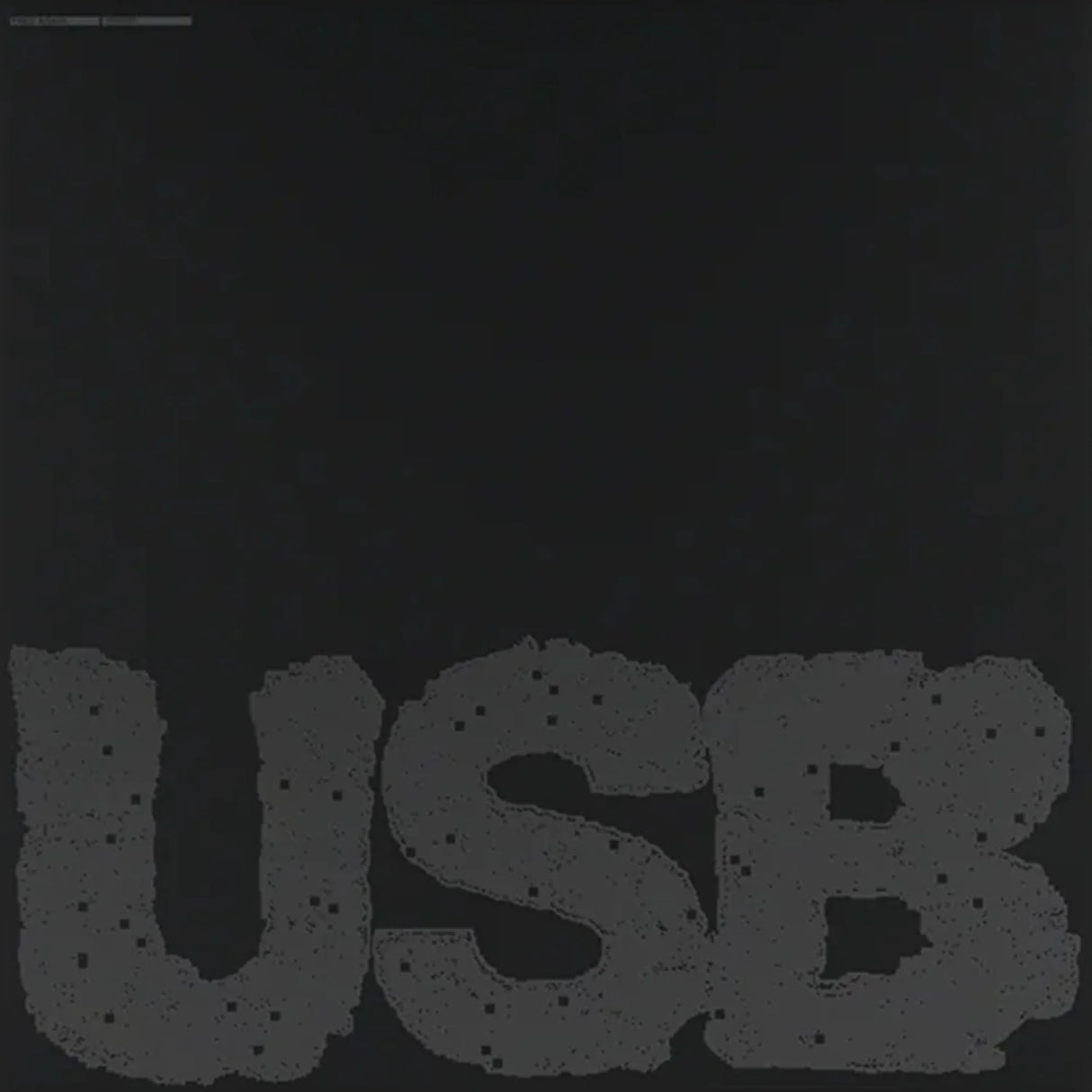 Text 'USB' in a stylized font on a black background