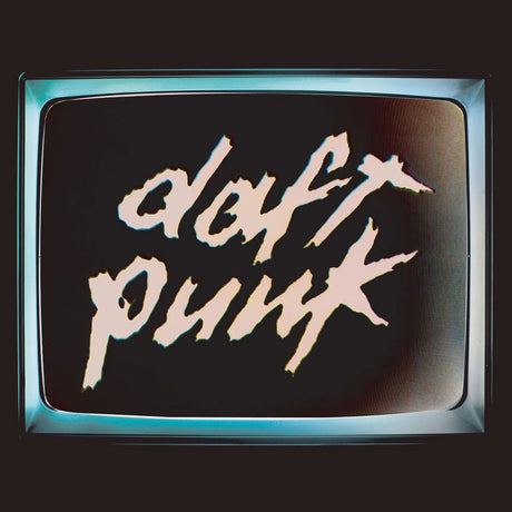 Vintage television set displaying the word 'daft punk' in stylized text.