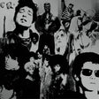 Black and white collage of various people in different poses and outfits.