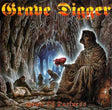 Album cover for 'Grave Digger' with a skeleton holding a heart, surrounded by stone walls and figures.