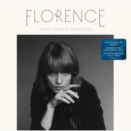 Album cover with a black and white photo of a person and text 'FLORENCE' on a white background.