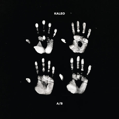 Black and white album cover with handprints and 'Kaleo' branding