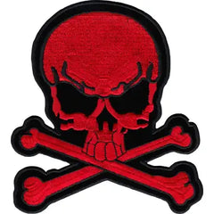 Patch - Large Skull - Red with Crossbones 5" x 5.63"