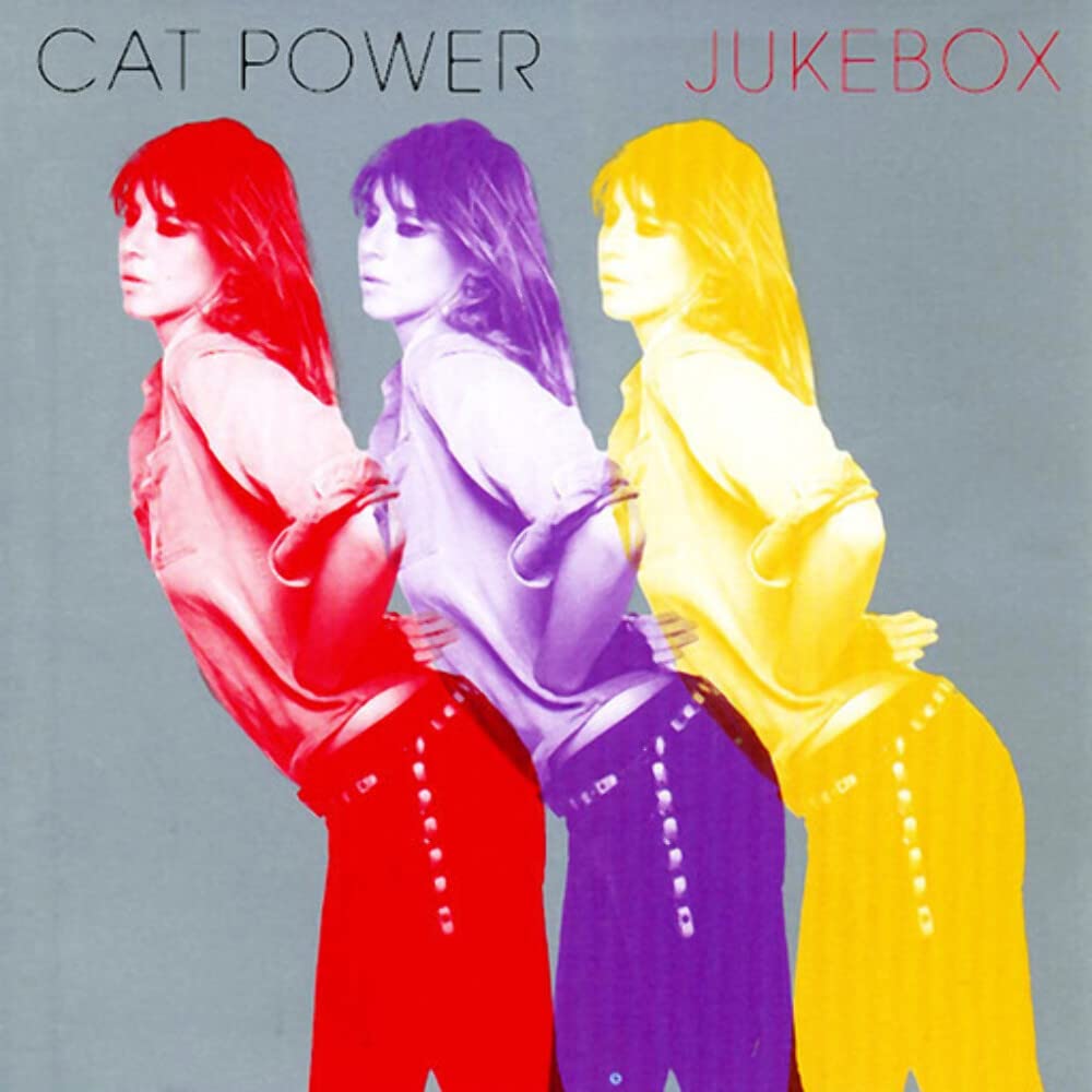 Album cover with three figures in red, purple, and yellow against a gray background, featuring the text 'Cat Power Jukebox'.