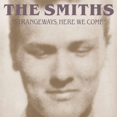 Album cover for 'Strangeways, Here We Come' by The Smiths with a sepia-toned portrait.