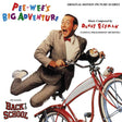 Album cover for 'Pee-wee's Big Adventure' featuring Pee-wee Herman on a bike with colorful text.