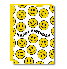 Happy Birthday Yellow Smiley Greeting Card