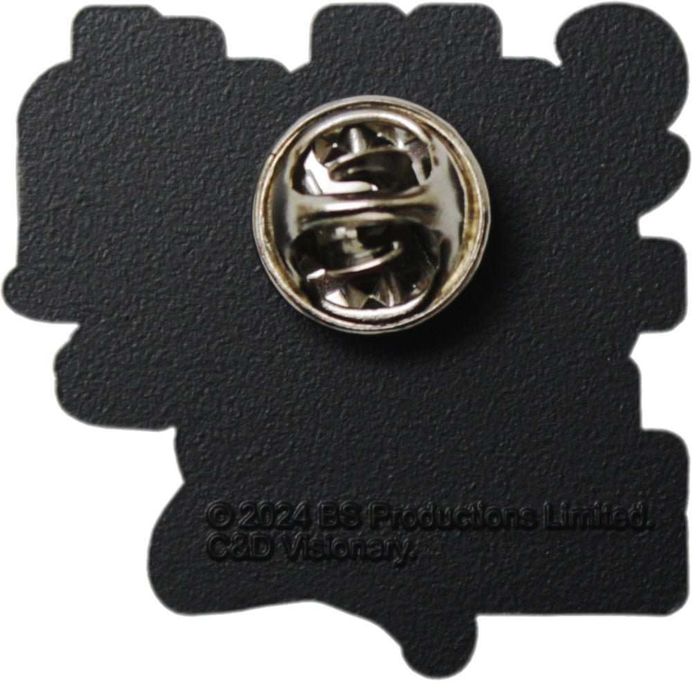 Metallic badge on a black textured background
