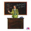 Illustration of a person in a green suit standing at a desk with a blackboard behind them, labeled 'Hector Lavoe (El Sabio).'