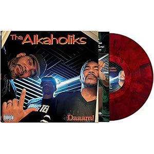 Vinyl record with 'The Alkaholiks' and 'Dazam!' on a red background