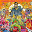 Colorful album cover with characters and text, featuring a prominent figure in the center.