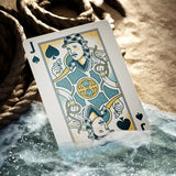 Playing card with a spade symbol character in water