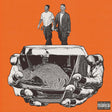 Album cover with a car, hands, and two figures on an orange background