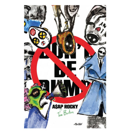 Artistic cover with colorful characters and text, featuring a red circle with a line through it.