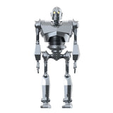 Metallic robot figure on a white background