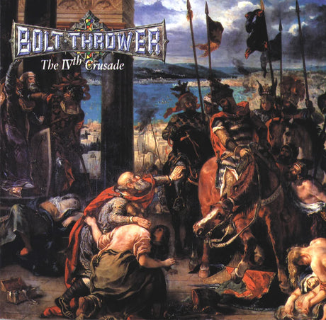 Album cover for 'Bolt Thrower' featuring a historical battle scene with figures and flags.