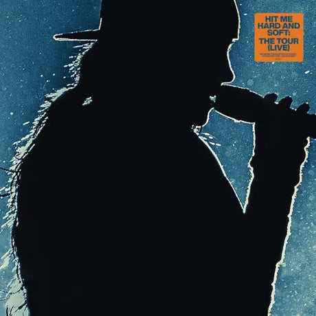 Silhouette of a person drinking from a cup with promotional text for a tour on a blue background