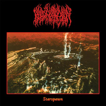 Album cover with a mountainous landscape and red text at the top