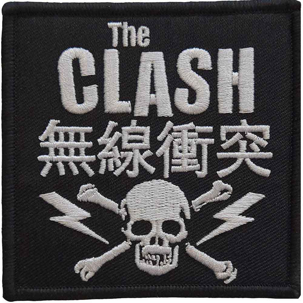 Patch with 'The Clash' text and skull design on a black background