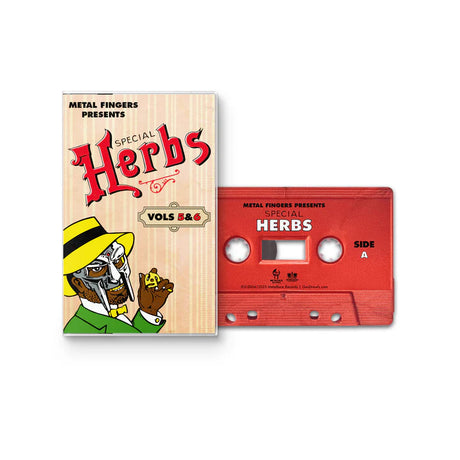 Cassette tape and cover with 'Special Herbs' branding on a white background