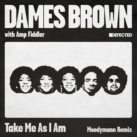 Album cover with black and white illustration of five faces and text about Dames Brown and Amp Fiddler.