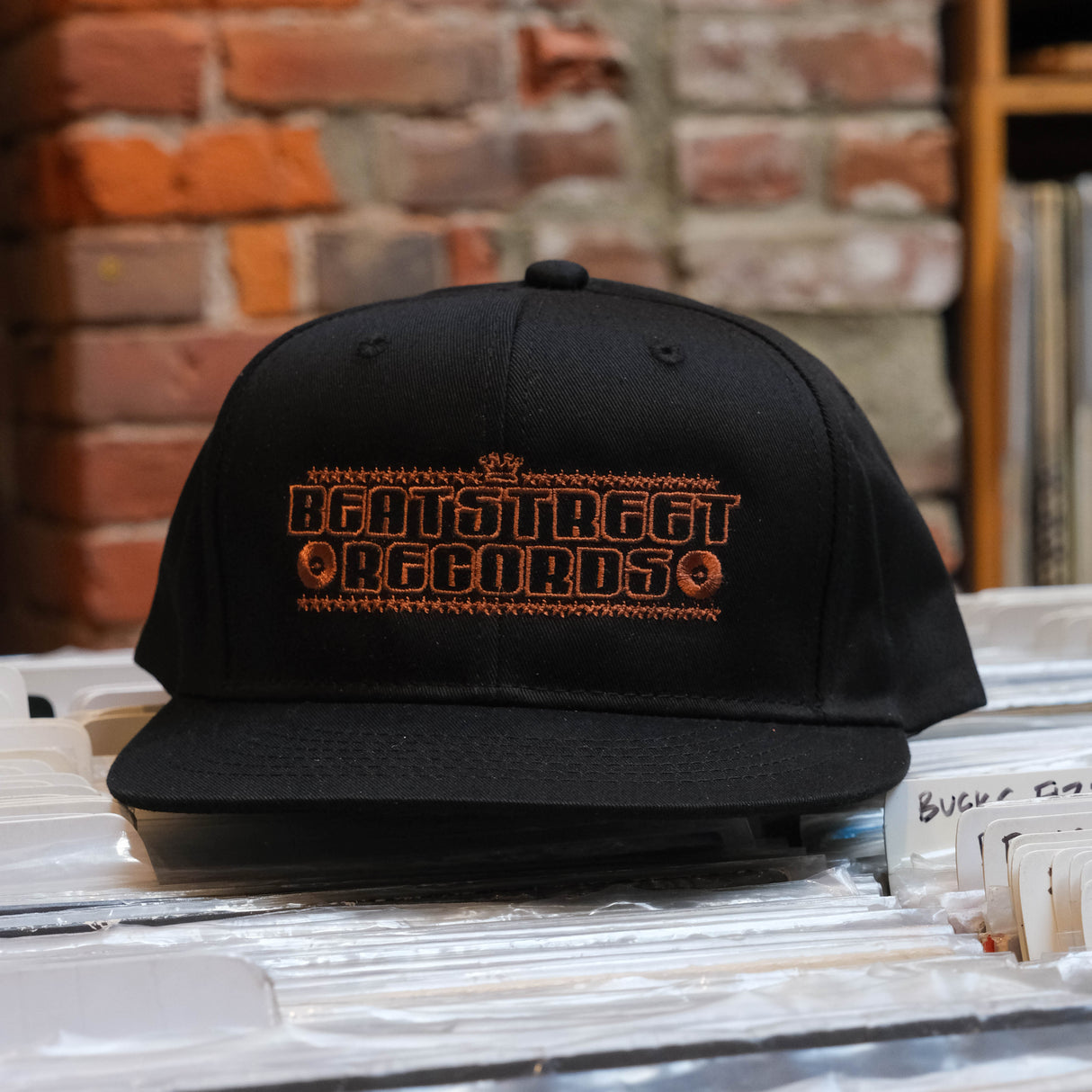 Beat Street Snapback Hat - Black with Brown Logo