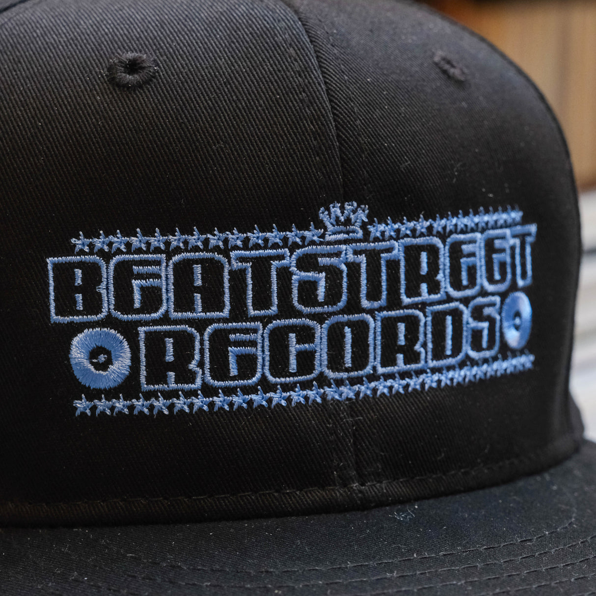 Beat Street Snapback Hat - Black with Blue Logo