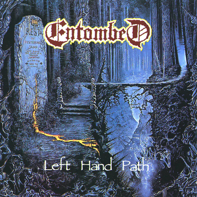 Album cover for 'Left Hand Path' by Entombed with gothic design elements.