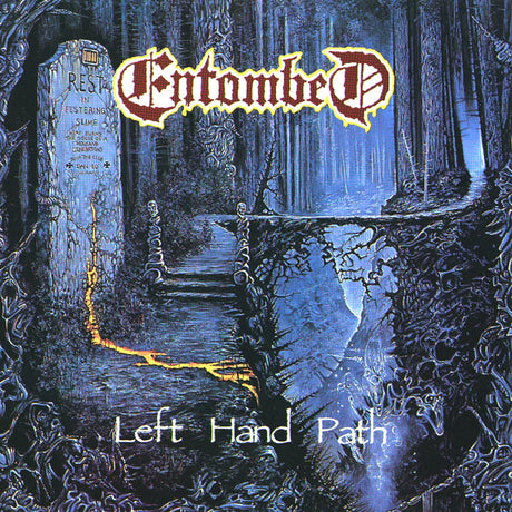 Album cover for 'Left Hand Path' by Entombed with gothic design elements.