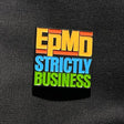 Colorful 'EPMD Strictly Business' badge on a black background