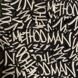 Pattern of 'Meth' text on a black background