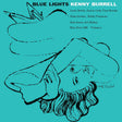 Album cover with blue background and black line drawing of a person wearing a hat, featuring the text 'Blue Lights Kenny Burrell' and artist names.
