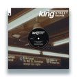 Vinyl record cover with 'king STREET sounds' branding and a subway sign in the background.