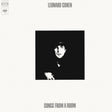 Album cover of 'Songs from a Room' by Leonard Cohen with a black and white portrait.