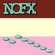 Album cover with 'NOFX' text and scattered words on a two-tone background