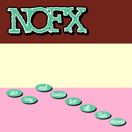 Album cover with 'NOFX' text and scattered words on a two-tone background