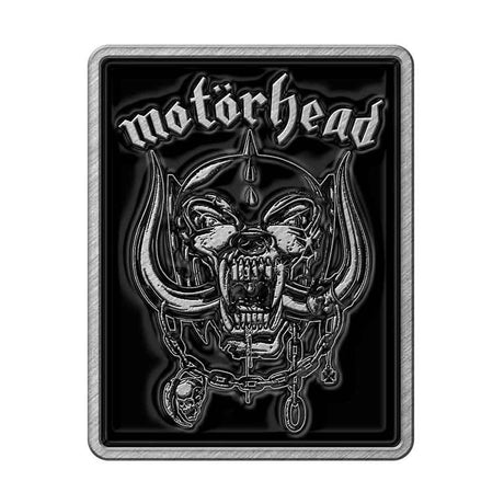 Motorhead logo with a stylized wolf head on a black background