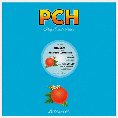 Album cover with 'PCH' branding and orange illustrations on a blue background