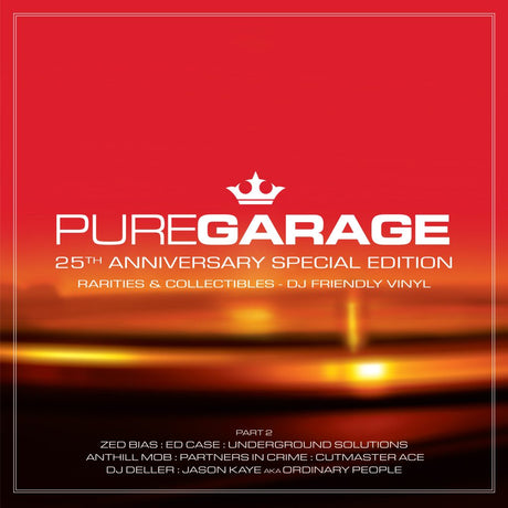 Pure Garage 25th Anniversary Special Edition album cover with red and orange gradient background