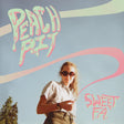 Album cover art for 'Sweet FA.' by Peach Pit, featuring a young woman in sunglasses and a striped shirt against a light blue sky background with retro pink and cream graphic lines and stylized text.