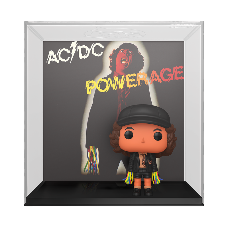 Funko Pop! vinyl figure in front of AC/DC 'Powerage' album cover